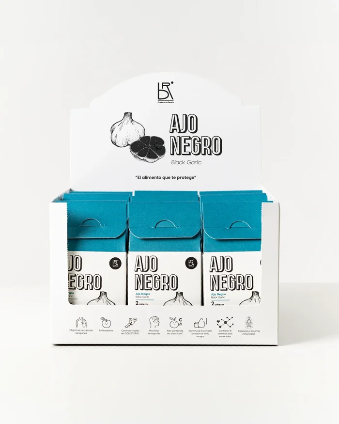 ajo negro – pack de 9 cajas, 2 cabezas/caja