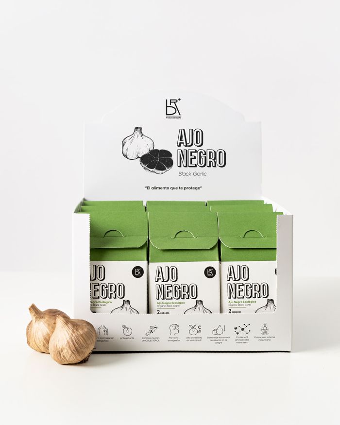 ajo negro bio – pack de 9 cajas, 2 cabezas/caja